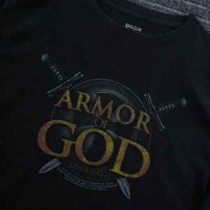 Kerusso Armor of God Thermal Shirt Mens 2X Black Long Sleeve Waffle Knit